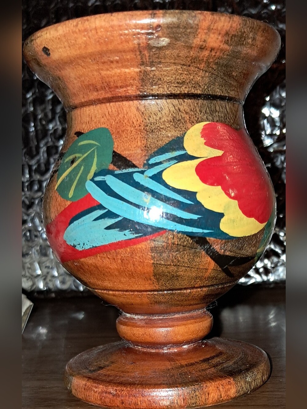 WOOD VASE Hand Painted, PUERTO RICO - Picture 6 of 8
